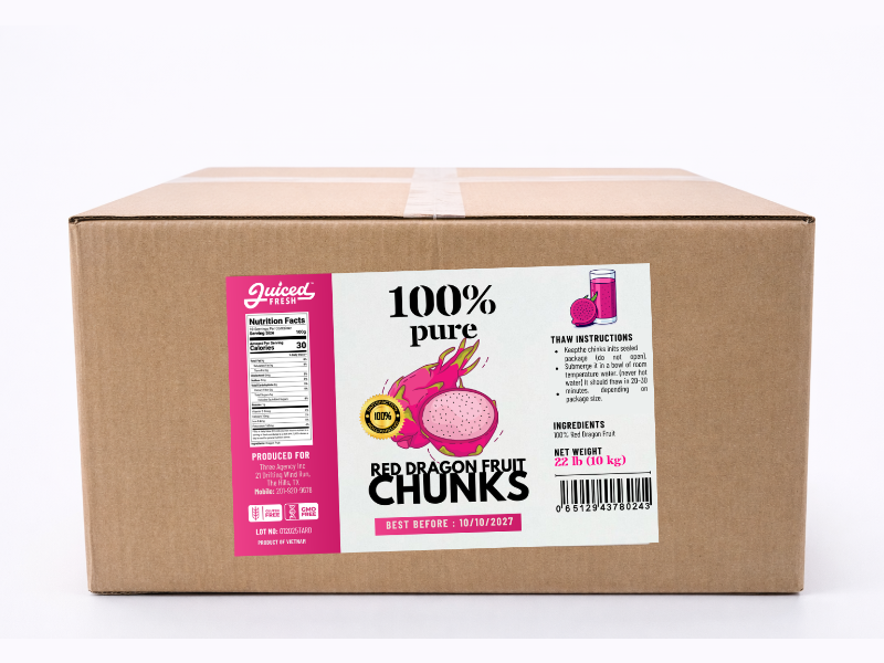 Red Dragon Fruit Chunks - 10kg Box Pack detail