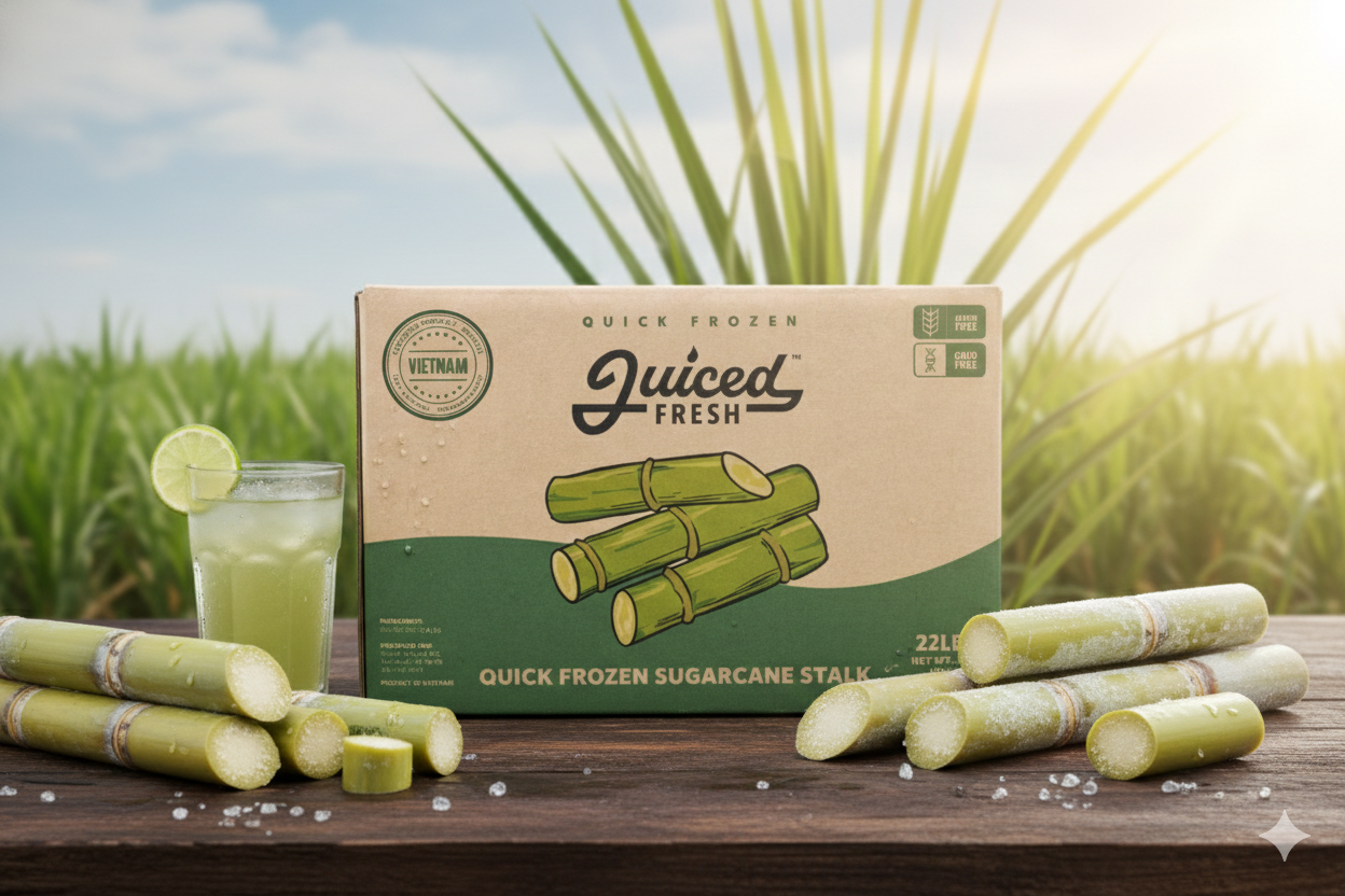 Fresh Sugarcane Stalks 22lbs - Premium Vietnamese Sugarcane